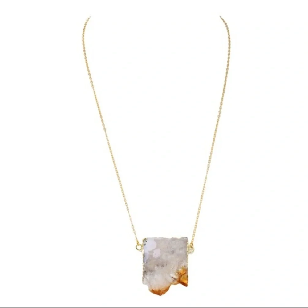 Natural Citrine Druzy Stone Necklace - Picture 2 of 6